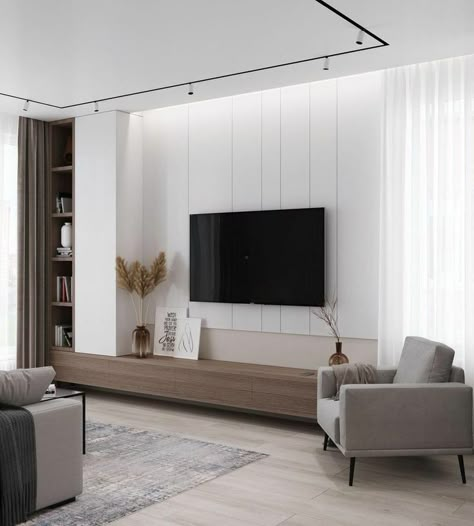 Ruang Tv, Tv Fal, Living Room Wall Units, Living Room Tv Unit, Tv Room Design, 아파트 인테리어, Living Room Design Decor, Home Design Living Room, Living Room Tv Wall