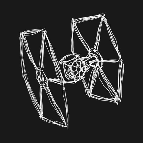 Star Wars Ink Drawing, Jedi Starfighter Tattoo, Star Wars Outline Drawing, Star Wars Spaceships Drawing, Ti Fighter Star Wars, Star Wars Ships Drawing, Tie Fighter Art, Star Wars Rebels Drawings, Star Wars Things To Draw