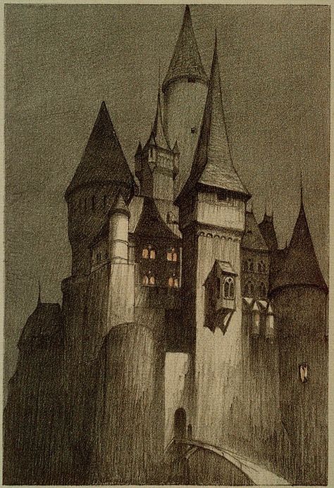 Illustration of Dracula's Castle Goth Castle, Castle Sketch, Vampire Castle, Castle Tattoo, Castle Illustration, Castle Drawing, Dracula Castle, Dark Castle, Gothic Castle