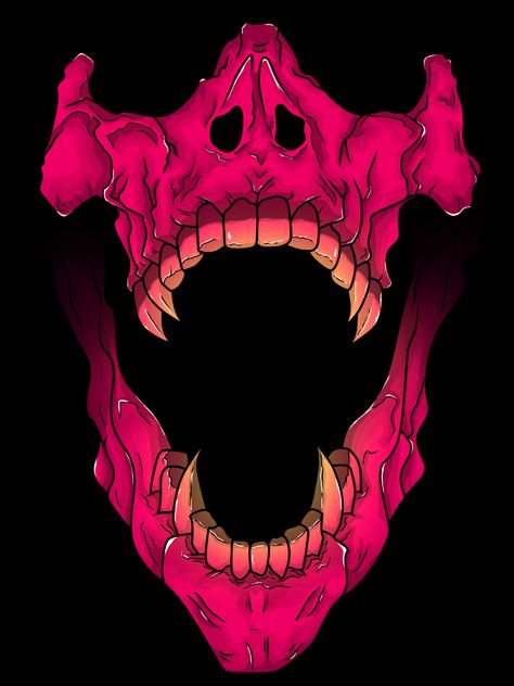 #vampire #skull #wallpaper Vampire Skull Art, Vampire Skull Drawing, Pink Skull Wallpaper, Vampire Skull, Vampire Teeth, Skull Sticker, Pink Skull, Skull Wallpaper, Design Drawings