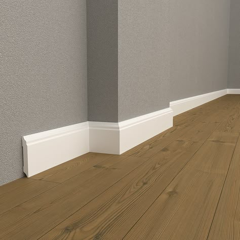 The Package of 24 Baseboard Moldings (Totaly 57,6m/2.268'') - Waterproof Paintable White Base Moulding - Each Skirting Board is 240x8x1,5 cm/ 94,5 x 3,1 x 0,59 inches. Baseboard Molding, Baseboard, Floor Molding, Skirting Boards, White Baseboard, Bathroom Baseboard, Modern Baseboards Baseboard Sample, Wall Decoration, Wall Accent Decor, Wall Moldings, Modern Wall Design, Decorative Molding  It's a special kind of board that you can use to make your walls look fancy. It comes in a nice white colo Traditional Style Baseboards, Peel And Stick Baseboard, 2024 Baseboard Trends, Square Baseboards, Floor Molding Baseboards, Cheap Baseboard Ideas, Baseboard Modern, Modern Farmhouse Baseboards, Baseboard Bathroom