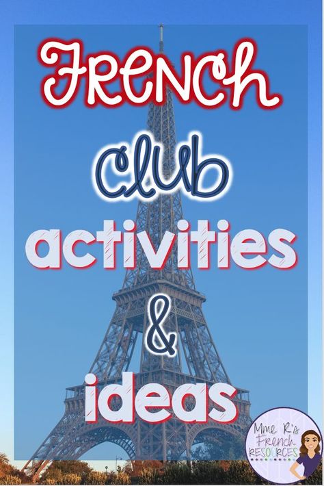 Want to start a French club at your school but don't know what to do? Click here to get activities and ideas for your foreign language club. Find ideas for introducing culture, language, and projects. Includes a list of French movies that students love and links to French music for middle school and high school. Click here to get some fun ideas for incorporating Francophone culture and French language into your club! #Frenchclass #Frenchlessons #Frenchclub French Tutoring Ideas, French Club Activities, French Classroom Ideas, French Club Ideas, French Speaking Activities, Speaking French, French Ideas, Club Activities, High School French