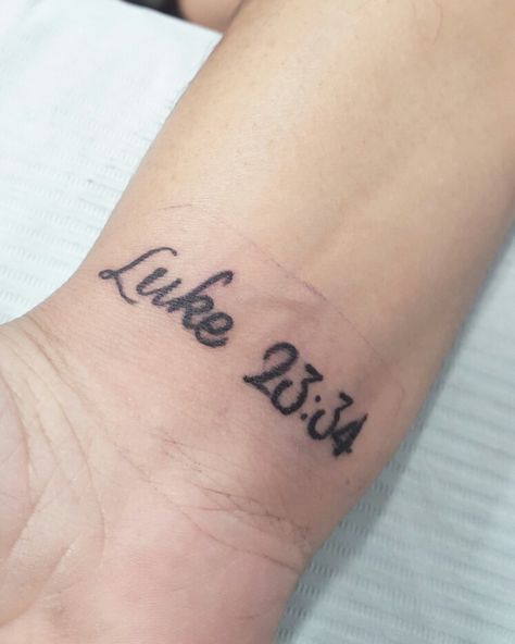 Small script tattoo daisylu tattoo Luke 1 37 Tattoo, Luke 23:34 Tattoo, Hallelujah Tattoo Fonts, Luke 6:27-28 Tattoo, Luke 12:27 Tattoo, Luke Tattoo, Love Them Anyway Luke 23:34 Tattoo, Script Tattoo Placement, Luke 10:27