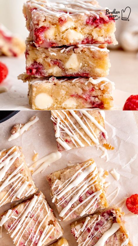 White Chocolate Raspberry Banana Bread, Desserts To Make With Raspberries, What Can I Do With Fresh Raspberries, Raspberry And White Chocolate Blondies, White Chocolate And Raspberry Cookies, Baking With Fresh Raspberries, Summer Bars Dessert, Raspberry White Chocolate Recipes, Rasberry Deserts Fresh