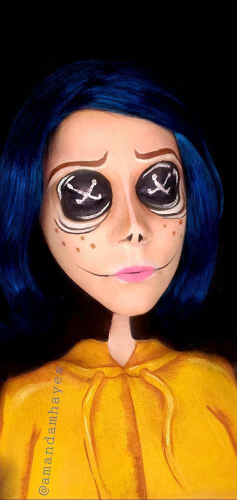 #coraline #coralinedoll #makeupartist #Halloween #snazaroo #snazaroopaint @amandamhayes Coraline Halloween Costume, Coraline Makeup, Pumpkin Face Paint, Coraline Costume, Disney Pumpkin Carving, Pumpkin Halloween Costume, Coraline Doll, Halloween Makeup Diy, Cute Couple Halloween Costumes