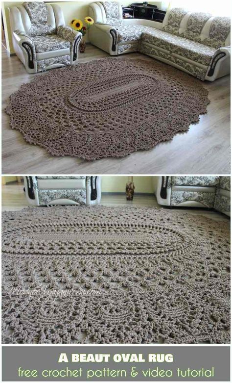 A Beaut Oval Rug [Free Crochet Pattern and Video Tutorial] Follow us for ONLY FREE crocheting patterns for Amigurumi, Toys, Afghans and many more! Free Oval Crochet Rug Patterns, Crochet Oval Rug Pattern Free, Cotton Crochet Ideas, Crochet Rugs Free Patterns Easy, Crochet Flower Rug Pattern, Free Crochet Rug Patterns, Crochet Carpets, Crochet Floor Rug, Crocheted Cord