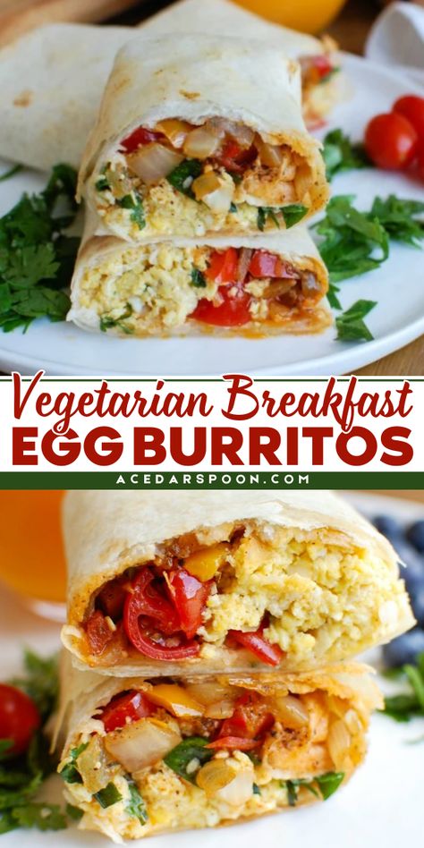 Start your day with this easy school breakfast idea! This Vegetarian Breakfast Egg Burrito recipe is perfect for your breakfast on-the-go options. These make-ahead, protein-rich burritos are crispy on the outside and flavorful inside. Save this recipe now! Vegetable Breakfast Burritos, Easy School Breakfast, Egg Burritos, Egg Burrito, Easy Breakfast Burritos, Vegetarian Brunch, Breakfast Vegetables, Burrito Recipe, Freezer Friendly Meals