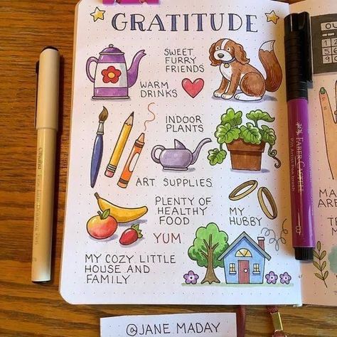 Gratitude Drawing Ideas, Gratitude Drawing Art, Gratitude Doodle, Gratitude Drawing, Jane Maday, Positivity Journal, Collage Craft, Doodle Diary, Doodles Ideas