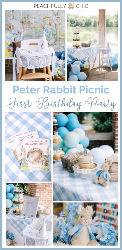 Peter Rabbit Themed - First Birthday Party Picnic First Birthday Peter Rabbit, 1st Birthday Peter Rabbit, Peter Rabbit Second Birthday Party, April Birthday Party Themes Boy, Peter Rabbit Birthday Invitations, Easter Themed Birthday Party For Boy, Beatrix Potter First Birthday, Peter Rabbit First Birthday Party, Somebunny Is Turning One Boy