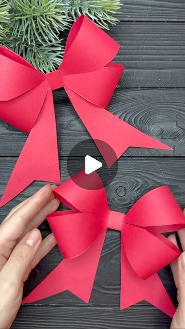 Origami Studio DIY 💥 Paper Craft Tutorials 🇺🇦🇨🇦 on Instagram: "Christmas Paper Bow Tutorial Christmas Decor DIY #christmas #christmas2023 #tutorial #diy #craft" Diy Ribbon Christmas Decorations, Windows Decoration Ideas Christmas, Gift Bows Diy Ribbon Paper, Easy Paper Bow Diy, Paper Ribbon Diy, Ribbon Crafts Paper, How To Make Paper Ribbon Bows, Bow Tie Craft, Christmas Wall Decor Diy Paper