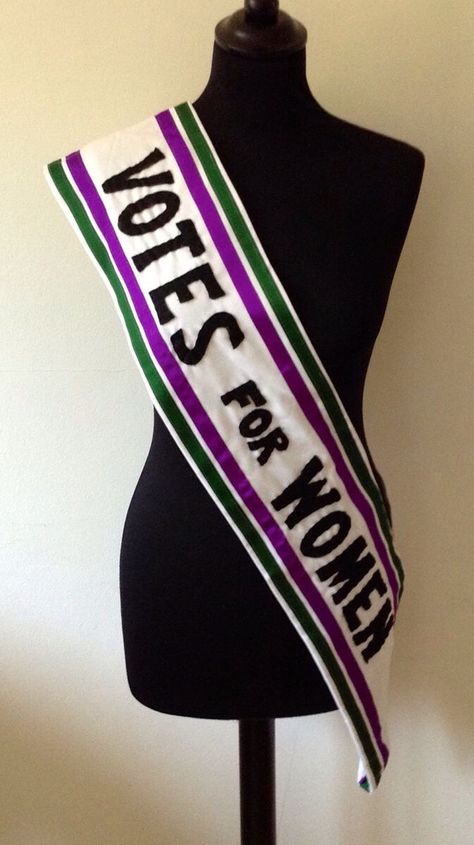 Votes for Women Suffragette Sash [CostumierSaurus on Etsy] Suffragette Fashion, Bernadette Banner, Suffragette Movement, Edwardian Costumes, Suffrage Movement, International Women’s Day, Women’s Rights, Woman’s Day, Women In History