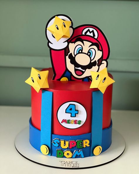 Mario Bday Cake, Mario And Luigi Birthday Cake, Super Mario Cakes, Mario Theme Cake, Super Mario Themed Birthday Party, Super Mario Birthday Cake, Mario Birthday Cake, Mario Bros Cake, Super Mario Cake