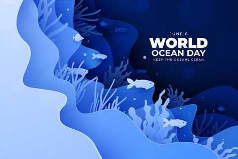 World Ocean Day, Water Paper, Ocean Pollution, Water Poster, Paper Cutout Art, Ocean Day, Nature Sea, Layered Art, Paper Style