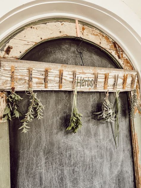 Easy DIY Herb Drying Rack.. Vintage Pantry Door. Herb Drying Rack, Making Apple Cider, Vintage Pantry, Road Adventure, Hydrangea Centerpiece, Old Picture Frames, Vintage Picture Frames, Easter Table Decorations, Spring Bulbs