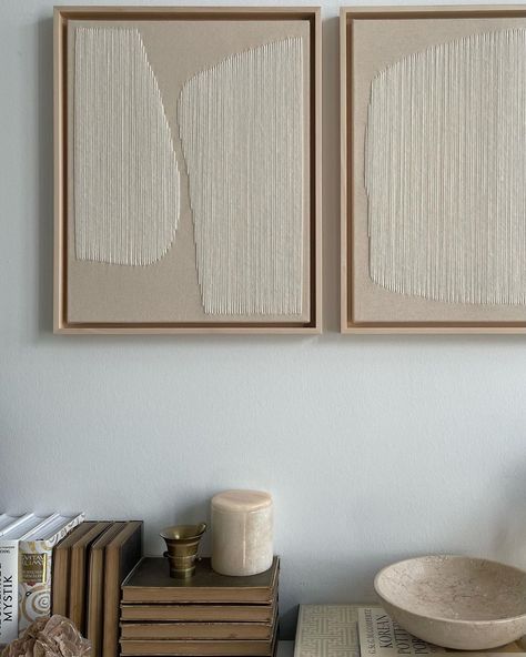 the perfect pair. both 40x50x2 cm wool thread on raw canvas framed #artwork #artgallery #artist #painting #fineart #interiorstyling… | Instagram Thread Art On Canvas, Paintings Ideas On Canvas, Minimalist Japandi, Minimal Artwork, Embroidery Canvas, Raw Canvas, Office Artwork, Diy Abstract Canvas Art, Scandi Home