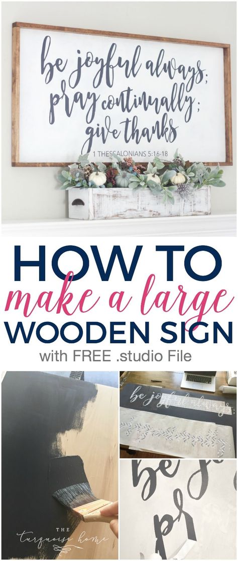 This tutorial is so easy and I made this sign with mostly items I had around the house. LOVE how it turned out! | How to Make a Large Wooden Sign Diy Wood Signs, Mason Jar Diy, Mason Jar Crafts, Easy Home Decor, Décor Diy, Diy Signs, Jar Crafts, Handmade Home Decor, Decor Rustic