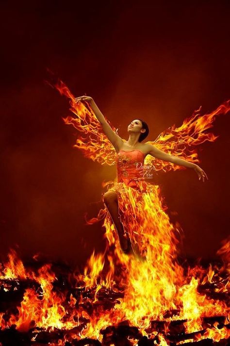 Phoenix rising Queen Of Fire, Fire Goddess, Creation Photo, Flame Art, Fantasy Photography, Fire Art, Montage Photo, Fantasy Aesthetic, Arte Fantasy