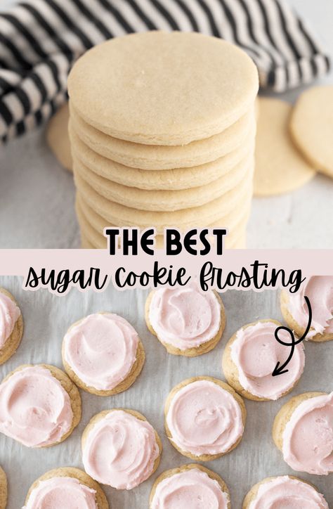 Sugar Cookie Frosting Recipe Cooking With Karli White Frosting For Cookies, Simple Sugar Cookie Frosting, Stackable Cookie Frosting, Diy Cookie Frosting, Soft Icing For Sugar Cookies, Cookies Recipe For Decorating, Best Frosted Sugar Cookie Recipe, Whipped Sugar Cookies, Powdered Sugar Frosting For Cookies