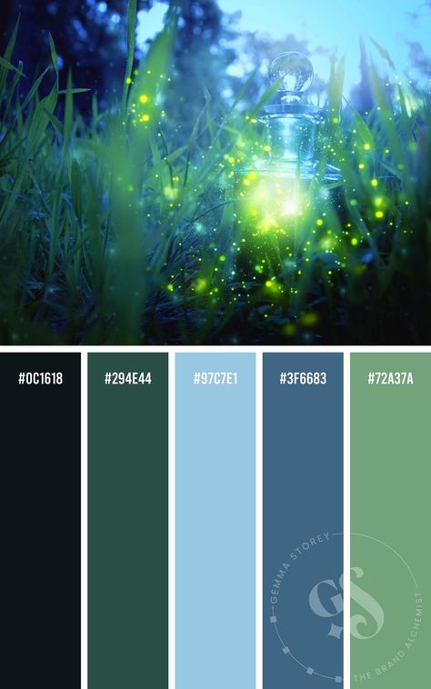 Enchanted Fairies Inspired Colour Palette | Lime Green & Midnight Blue | Fairy Lantern Mystical Color Pallete, Enchanted Fairy Aesthetic, Last Of Us Color Palette, Forest Green And Blue Color Palettes, Color Pallete Green And Blue, Green Blue Colour Scheme, Blue And Green Palette Colour Schemes, Fairy Color Scheme, Blue And Green Pallette