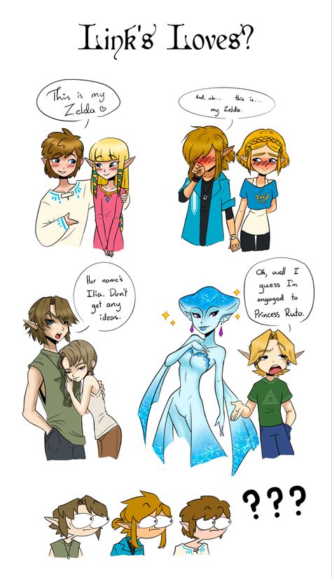 THIS FAN ART SPREE SHALL NEVER BE STOPPED!!! #legendofzelda #thelegendsofzelda #fanart #breathofthewild #twilightprincess #ocarinaoftime #skywardsword #linkmultiverse Zelda Taller Than Link, All Links Legend Of Zelda, Cute Link Fanart, Link Harem, Female Link Fanart, Funny Legend Of Zelda, Totk Fanart Link, Zelda Modern Au, Legend Of Zelda Link Fanart