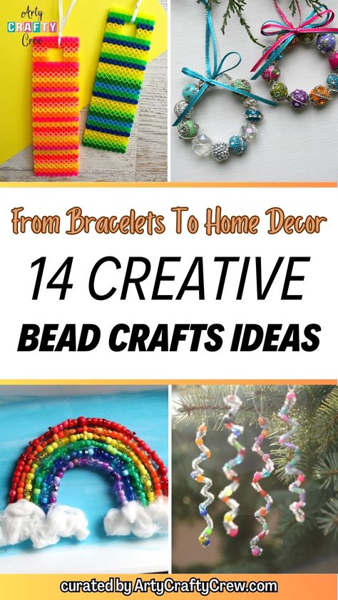 Discover 14 unique bead crafts ideas that will unleash your creativity! From stunning jewelry designs to adorable keychains, this collection has it all. Curated by Arty Crafty Crew. Clay Bead Craft Ideas, Small Bead Projects, What Can I Make With Beads, Bead Projects For Kids, Easy Bead Crafts, Pony Beads Crafts, Bead Crafts For Adults, Bead Art Ideas, Bead Projects Ideas