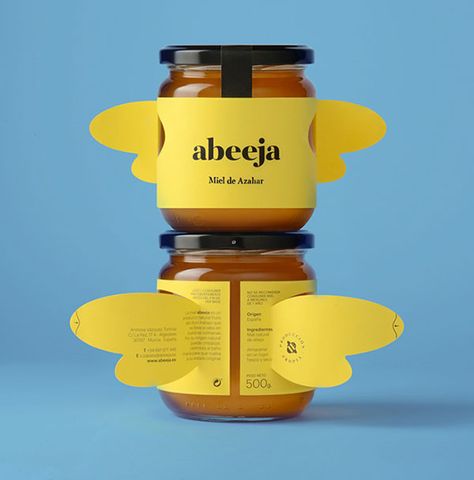 abeeja-creative-honey-packaging-design Bee Packaging, Honey Label Design, Desain Merek, Honey Jars, Honey Label, Honey Brand, Honey Bottles, Honey Packaging, Jar Packaging