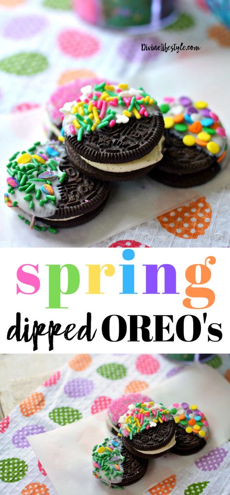 Spring Dipped Oreos, Chocolate Dipped Oreos Easter, Oreo Dipped In White Chocolate, Oreos Dipped In White Chocolate, Easter Egg Oreo Balls, Dipped Cookies Ideas, Easter Dipped Oreos, Easter Oreo Cookies, Easter Oreo