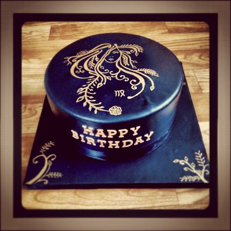 Virgo Birthday Cake Ideas, Virgo Cake Ideas, Virgo 2024, Virgo Birthday Cake, Virgo Party, Virgo Design, 39 Birthday, Zodiac Vibes, Hand Painted Cake