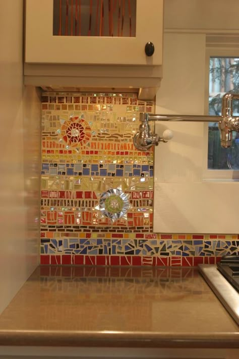 Mosaic Cabinet, Shop Shelf, Glass Backsplash Kitchen, Backsplash Mosaic, Kitchen Mosaic, Colorful Backsplash, Beautiful Backsplash, Fine Homebuilding, Mosaic Backsplash Kitchen