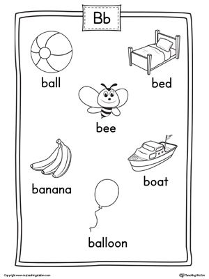 **FREE** Letter B Word List with Illustrations Poster Worksheet. Use the Word List with Illustrations Poster to play letter sound activities or display on a wall. B Sound Activities, B Letter Words, B Words List, Sound Activities, Letter B Worksheets, Letter Sound Activities, Prewriting Skills, Printable Alphabet Worksheets, Phonics Books