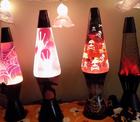 a bunch of Halloween Lava lamps for spooky mood lighting Cute Lava Lamps, Lava Lamp Room, Goth Lamp, Requiem For A Dream, Lava Lamps, Mood Lighting, House Room, Room Inspiration Bedroom, Dream Rooms