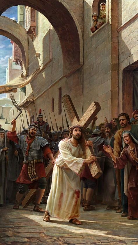 Jesus Carrying The Cross, Passion Of Christ Images, Carrying The Cross, Catholic Artwork, Jesus Christ Painting, Jesus Artwork, Crucifixion Of Jesus, Jesus Christ Artwork, Jesus Praying