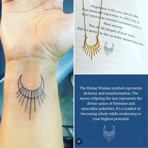 Inspirational tattoo Rising Woman Symbol Meaning, Divine Feminine Goddess Tattoo, Divine Feminine Symbol Tattoo, Feminine Energy Tattoo Symbols, Divine Feminine Tattoo Ideas, Rising Woman Symbol Tattoo, Sacred Feminine Tattoo, Rising Woman Tattoo, Rising Woman Symbol