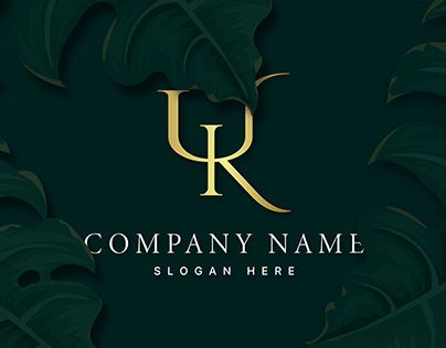 UK Logo Design, Monogram, Luxury Gold Logo Vector creative Uk Logo Design, Logo Design Monogram, Uk Logo, Fern Green, Gold Letters, Gold Logo, Initial Letter, Fashion Logo, Initial Letters