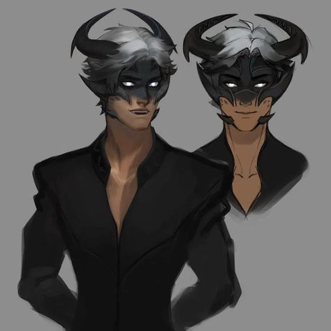 Mammon Character Design, Cute Demon Character Design, Tentacle Oc Male, Horned Character Design Male, Humanoid Creature Design Male, Cambion Art Dnd, Green Tiefling Male, Teifling Male Character Art, Half Dragon Half Human Male