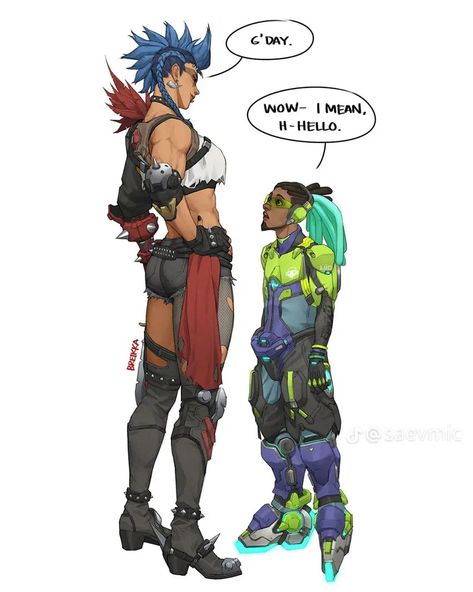 #overwatch Junker Queen X Junkrat, Ow2 Lucio, Overwatch Oc Character, Lucio Overwatch Fanart, Junker Queen Fanart, Lucio Fanart, Overwatch Oc, Junker Queen, Lucio Overwatch