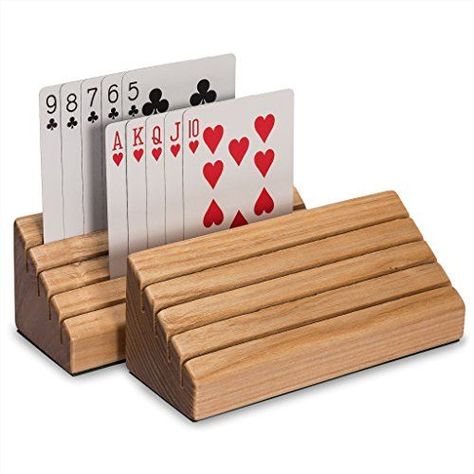 Playing Card Holders, Playing Card Holder, Card Game Accessories, Poker Party, Wood Card, Wooden Cards, Card Organizer, Poker Cards, Small Wood Projects