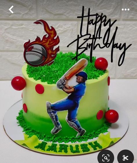 Cricket Toppers For Cake, Cricket Themed Birthday Cake, Cricket Cake Topper, Cricket Theme Cake Without Fondant, Cake For Cricket Lovers, Cricket Theme Cake Birthdays, Cricket Cakes For Boys, Cricket Cake Design, 1st Birthday Cake Design