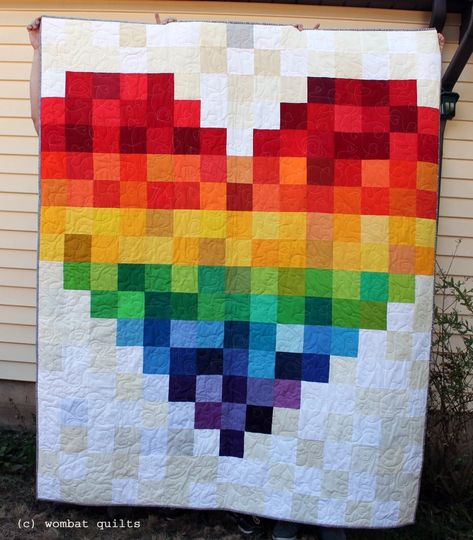 Rainbow Quilts, Pixel Quilting, Rainbow Blocks, Heart Quilt Pattern, Nancy Zieman, Rainbow Quilt, Baby Quilt Patterns, Quilt Guild, Manta Crochet