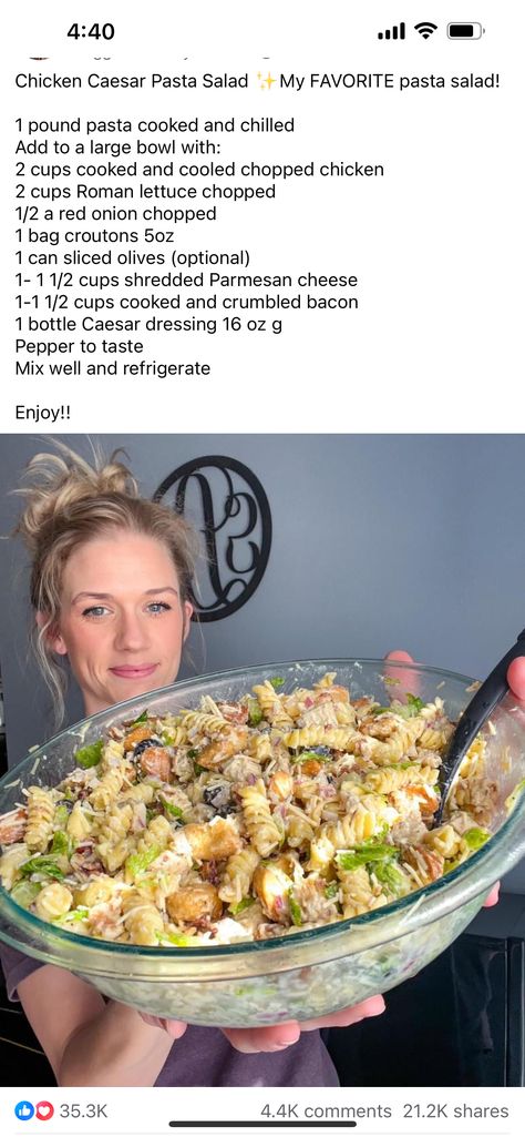 Super Cheap Meals, Chicken Caesar Pasta, Caesar Pasta Salad, Caesar Pasta, Chicken Caesar Pasta Salad, Chicken Caesar, Pasta Salads, Salad Side Dishes, Pasta Salad Recipes