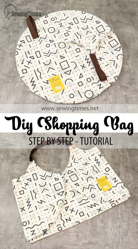 DIY Reusable Shopping Bag with Round Fabric | How to Make a Reversible Tote Bag [sewingtimes] Oven Gloves Pattern, Diy Purse Making, Sew Bag, Shopping Bag Pattern, Tote Bag Pattern Free, Casserole Carrier, Sew Bags, Handbag Sewing Patterns, Making Bags