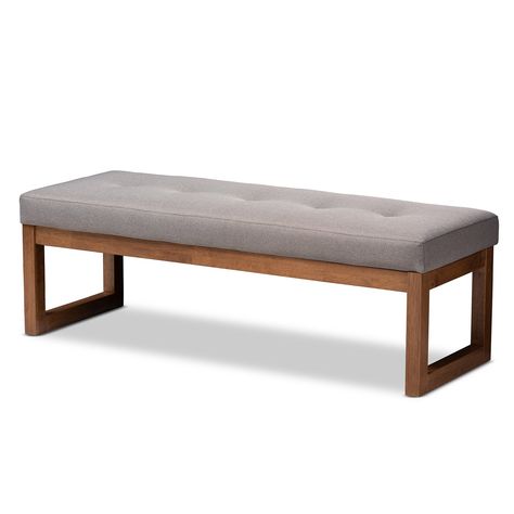 Baxton Studio Caramay Modern and Contemporary Upholstered Wood Bedroom Bench Gray Upholstered Dining Bench, Padded Bench, Flat Decor, Office Seating, Papasan Chair, Contemporary Fabric, Baxton Studio, Indoor Patio Furniture, Wood Bench