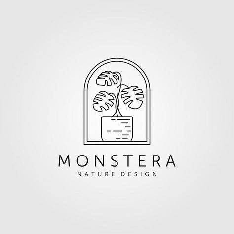 Monstera Logo Design, Logo Illustration Design Ideas, Plant Logo Design Ideas, Plant Store Logo, Plant Logo Ideas, Plant Shop Logo, Plant Branding, Natural Branding Design, Plant Logo Design