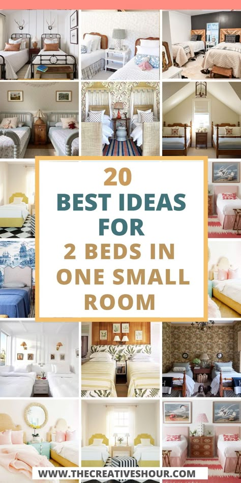 Discover creative ideas for arranging 2 beds in one small room! From DIY solutions to apartment-friendly layouts, explore twin bedroom decor that maximizes space and enhances the small bedrooms' aesthetic appeal. How To Turn A 1 Bedroom Into A 2 Bedroom, Two Beds In Small Bedroom, 2 Beds In One Small Room Ideas, 2 Beds In A Small Room, Small Room Design Two Beds, Bedroom Layout Two Beds, Room Layout Bedroom 2 Beds, How To Arrange Two Twin Beds In One Room, Twin Beds Small Room Shared Bedrooms