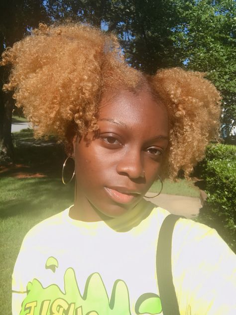 Darkskin with Blonde Hair Blonde On 4c Hair, Honey Blonde Afro 4c, Bleached Natural Hair Black Women, Blonde Hair 4c, Honey Blonde 4c Natural Hair, 4c Blonde Hair, Honey Blonde Hair Black Women, Honey Blonde Hair Dye, Blonde Natural Hair Black Women