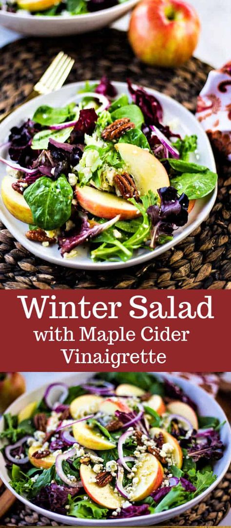 Maple Cider Vinaigrette, Food Dressing, Cider Vinaigrette, Viral Recipes, Fall Salad, Salad Mixed Greens, Salad Greens, Scrumptious Food, Vinaigrette Recipe