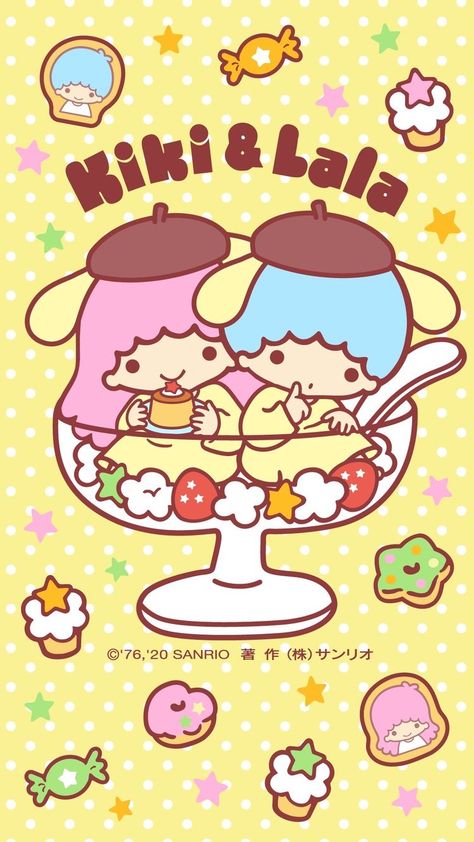 Sanrio Kiki And Lala, Lala Wallpaper, Little Twin Stars Wallpaper, Twin Stars Wallpaper, Kiki And Lala, Kiki Lala, Stars Wallpaper, Hello Kitty Art, Sanrio Wallpaper