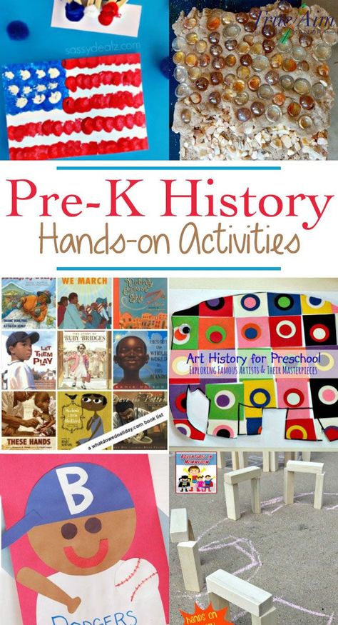 Get hands-on with these history activities for preschool and kindergarten! Here are crafts, books, and more for bringing history alive. Kindergarten Bathroom, Preschool Social Studies, Healthy Superbowl, Jeongin Icons, Kindergarten Social Studies, American History Lessons, Snacks Easy, Crafts Preschool, Activities For Preschool