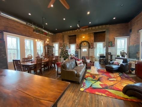 Converted School House, One Room Schoolhouse Renovation, Schoolhouse Renovation Home, Old Schoolhouse Renovation, Old Brick Building Renovation, Remodeled Schoolhouse, School Turned Into Home, Old School House Renovation, One Room Schoolhouse Ideas