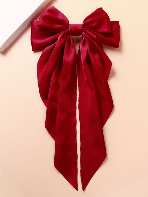 Red Casual   Polyester Plain French Clip Embellished   Women Accessories Cute Red Accessories, Red Accessories Outfit, Red Hair Tie, Red Bow Hair, Pita Merah, Red Hair Clips, Red Hair Accessories, Red Hair Bow, Simple Frock Design